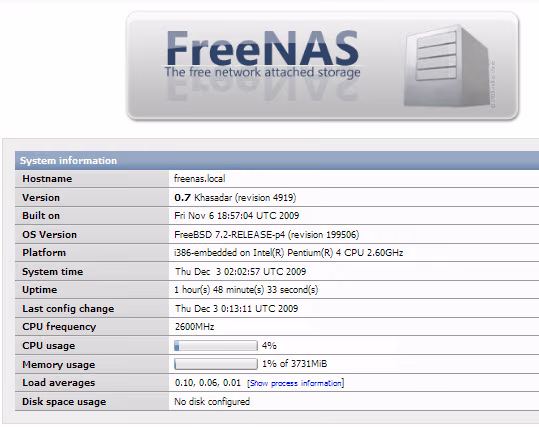 余ったパーツでFreeNASサーバ構築
