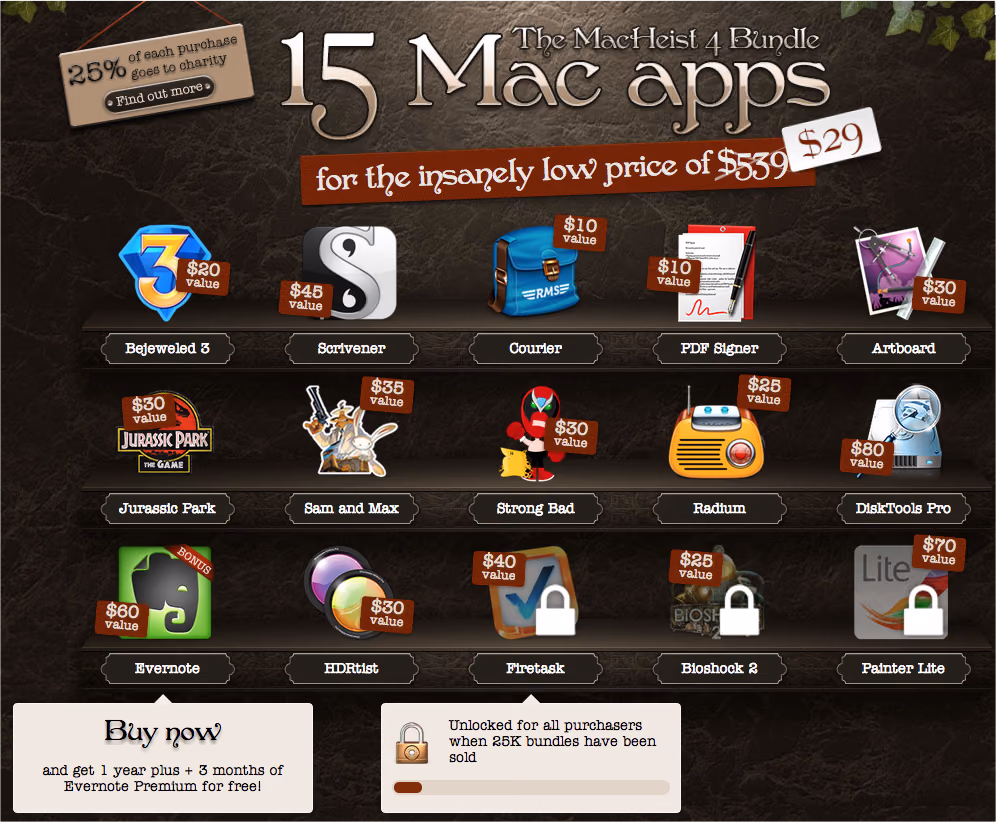 MacHeistにてMacアプリ19個で$644がナント$29で販売中