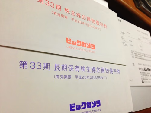 ビッカカメラから2013年分の配当金と株主優待が届いた