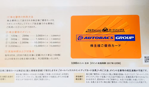 オートバックスの優待ポイントを梅雨時のカーグッズに交換