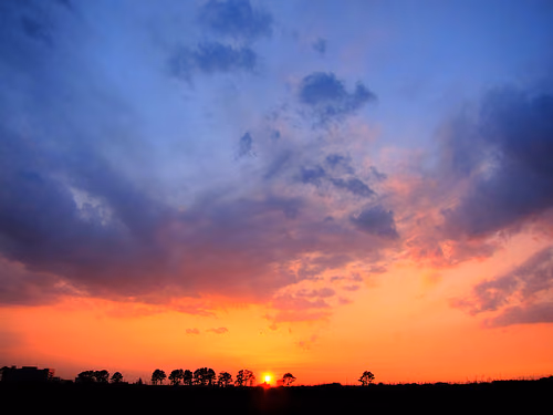 コストコつくば南分譲予定地からの夕日
